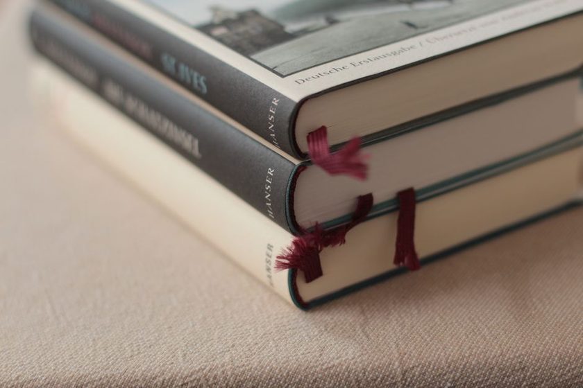 Weathered spine of an old hardcover book
